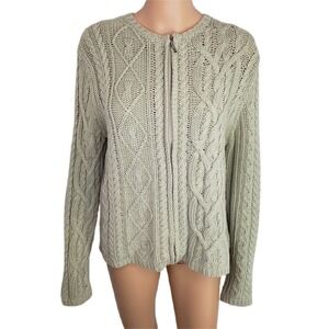 Valerie Stevens Green Zip Up Cardigan‎ Sweater Large